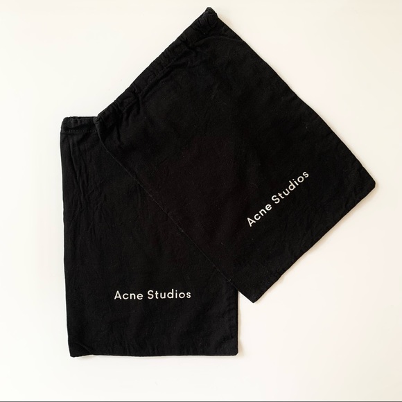 ACNE STUDIO | 1PC COTTON DUST BAG SMALL WITH DRAWSTRING MODERN LOGO BLACK - Picture 6 of 7